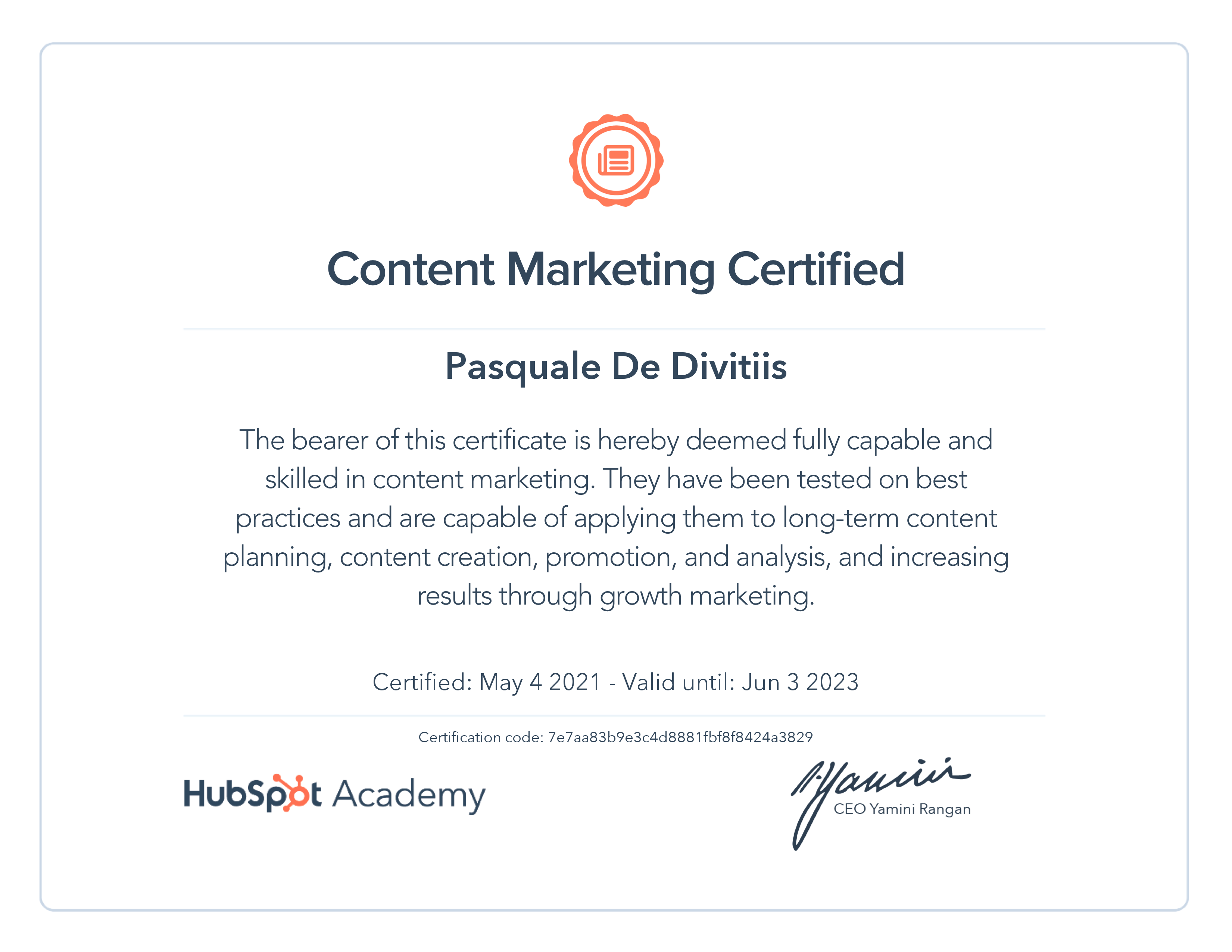 HubSpot Academy / Content Marketing Certification 