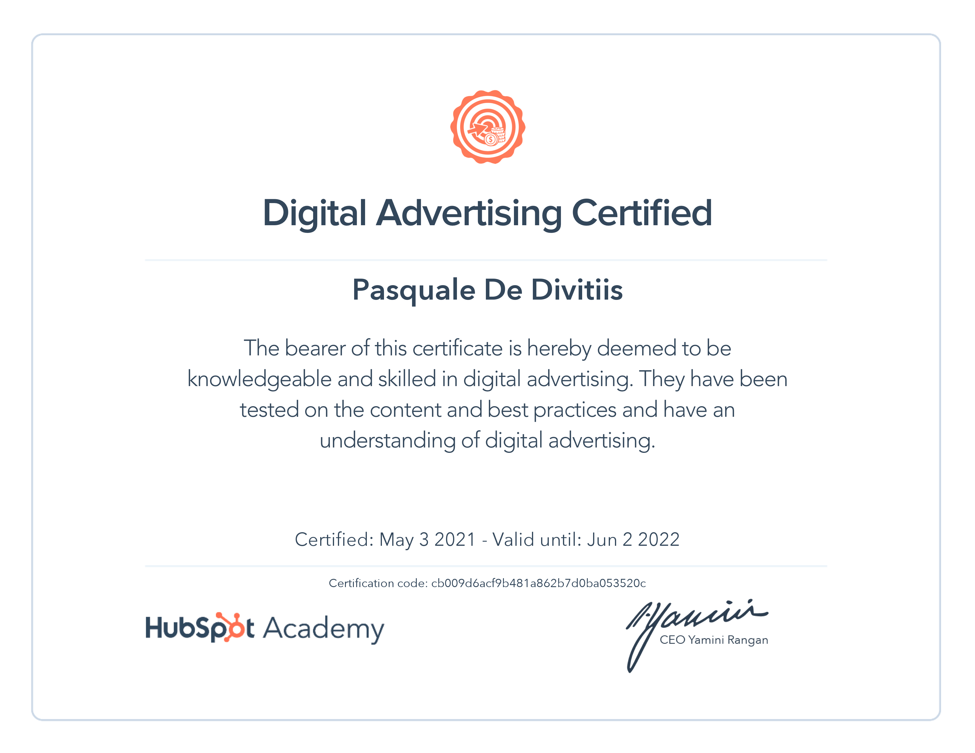 HubSpot Academy / Digital Advertising Certification 